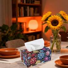 1pc Diamond Painting Tissue Box Kit, Flower & Mushroom Pattern, Wooden Material, Handmade DIY Dotted Rhinestone Craft, Partial Mosaic Handmade, Suitable For Home Living Room, Office Desk - View 7