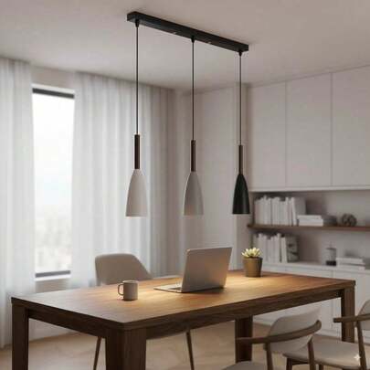 1pc Modern Minimalist Pendant Light, E27 Socket, 3-Heads Macaron Color, Suitable For Meeting Room, Office, Indoor Dining Room, Living Room, Bulb Not Included