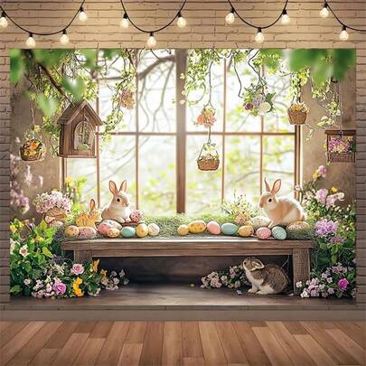 Pancarta de fondo decorativa con flores de primavera, decoración multifuncional para fiestas, jardines, estudios y celebraciones familiares, fondo de estudio fotográfico, ideal para Pascua, Día de la Madre y ceremonias de graduación.