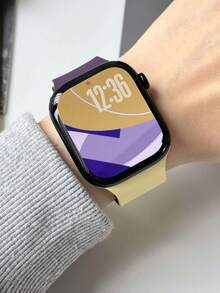 Compatible With Apple Watch Yellow Purple Silicone Strap, Suitable For Series 3/SE/S11/S10/S9/S8/S7/S6/S5/S4/S3 Ultra, Suitable For 38/40/41/42/44/45/46/49mm Watches, Men's And Women's Smart Watch Accessories, Replacement Strap New Year/Valentine's Day. Women's Accessories Men's Accessories Summer Beach Party Gathering Holiday Graduation Season Back To School Student Classmate Gift, - Yellow Purple - View 7