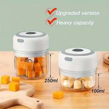 600mAh USB充电式迷你电动蒜蓉器，23W大功率，不锈钢三刀片，可快速切碎大蒜、辣椒、洋葱、肉末、坚果等食材。厨房或露营必备的食物处理工具。 - 綠色 - 查看 3