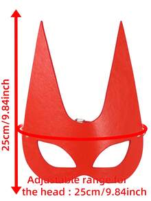 1 buah Topeng Tanduk Setan Merah dari Kulit PU, Perlengkapan Pesta Kostum Halloween, Aksesori Wajah Gaya Gotik, Aksesori Fesyen Pesta Klub - A - View 5