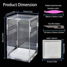 Acrylic Jumping Spider Enclosure, Reptile Enclosure, Bug Habitat, Small Tree Dwelling Reptiles, Arboreal Tarantula Enclosure, Spider Terrarium Kit, Plastic Terrarium4. Inch X 4. Inch X 8 Inch - A3 - Xem 4