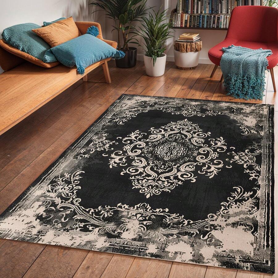 Gothic Floral Mandala Dark Area Rug, Boho Gothic Living Room Area Decor, 32*20inch /84*60inch,Perfect Choice For Gift ,Stylish And High-Quality Rugs, Perfect For Decorations And GiftsHome Decor, The Best Choice For Gothic-Style Birthday Gifts - 彩色 - 查看 1