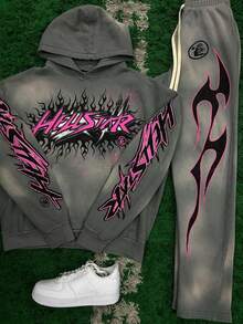 Spring/Autumn New Collection: Men's Fashion Hooded Flared Pants Set | Sporty Couple Hooded Sweatshirt - LMST1HY02N - View 1