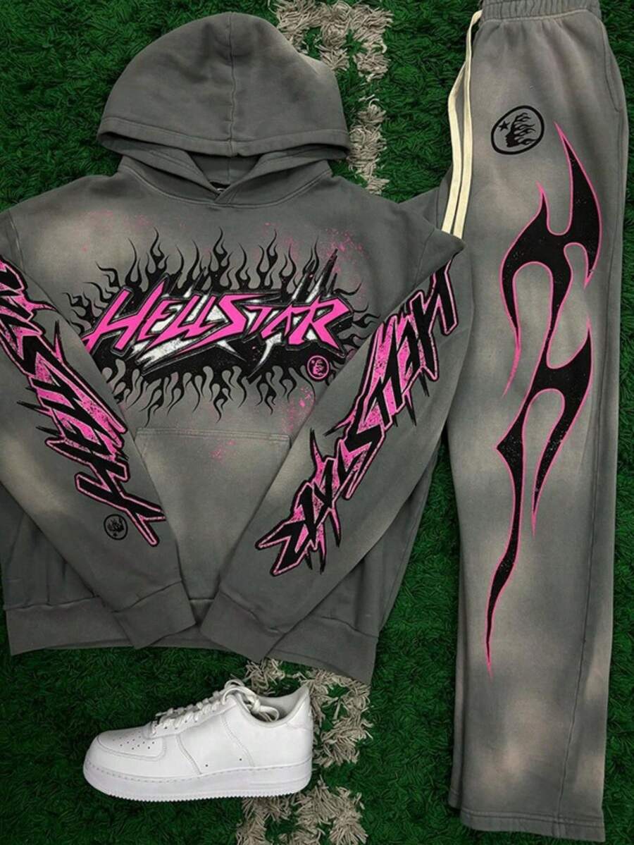 Spring/Autumn New Collection: Men's Fashion Hooded Flared Pants Set | Sporty Couple Hooded Sweatshirt - LMST1HY02N - View 1