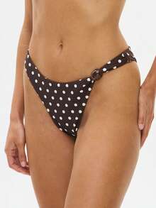 Women's 2 Piece Polka Dots Bikini Sets Halter Triangle Swimsuit Cheeky High Cut Bathing Suits For Summer Beachwear - màu nâu - Xem 7