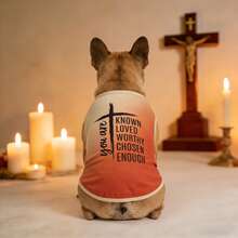 1pc Christian Cross Print & Slogan Pet Dog Vest, Ombre Faith Design, Lightweight Breathable Pet Clothing For Small/Medium Dogs & Cats, Summer - Orange - View 6