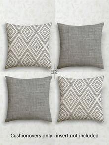 4 件套波西米亚灰色几何图案抱枕套，拉链设计，可机洗，现代条纹图案装饰枕套，适用于客厅、沙发、卧室（不含枕芯），复古抱枕套，沙发配件，易护理面料 - 灰色 - 查看 14