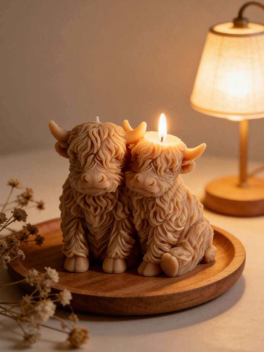 Silicone Candle Mold In Highland Cow Shape, Cute Animal Design For DIY Handmade Candle, Resin Craft, Farmhouse Decor - A - View 1