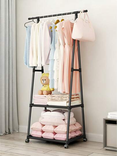 [Compra uno, prendi uno gratis] 2 pezzi Appendiabiti a terra, Appendiabiti in metallo triangolare, Facile da montare, Salva spazio, Con ruote mobili, Rastrelliera multifunzionale per asciugare, Adatto per uso interno e sul balcone