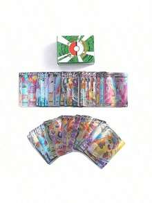 300pcs Pokemon Trading Cards, Pikachu Shiny Cards, Toy Cards, Battle Cards, Halloween Gift, Birthday Surprise Gift, Anime Fan Gift (Random Styles) - Multicolor - View 4