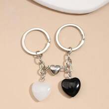 Street 2pcs Couple Heart Charm Keychain Valentine's Day Car Accessories Bag Charm School Cute Goth Y2k Christmas Gift Ideas Bag Accessories Lanyards With Id Holder Car Accessories Bag Charms - 彩色 - 查看 3