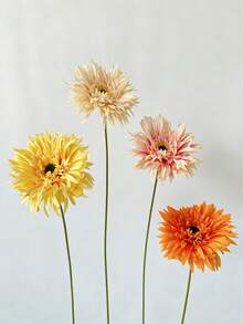 4 PIEZAS La flor artificial Gerbera es flexible y resistente al color, hecha de tela de seda, lo que la convierte en una opción ideal para paredes de flores DIY y decoraciones de escena. Estilo minimalista moderno, múltiples colores para elegir, cabezas de flores redondas - perfectas para jarrones de sala de estar y dormitorio, bodas, fiestas, decoración del hogar, decoración de escritorio y decoración de habitaciones festivas, decoración de primavera. - Multicolor - Ver 16