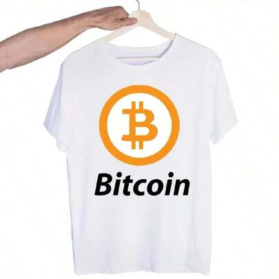 Bitcoin Original Logo T Shirt Print Short Sleeve T-Shirt New High Quality Men Tee Shirts