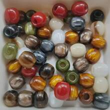 20 件 CHUPU 12 毫米树脂大孔珠，适合 DIY 珠宝制作 - 多种颜色（白色、米色、棕色、绿色），带大理石纹理和斑点图案 - 非常适合手链、项链和工艺项目，抛光纹理工艺珠，适合珠宝制作，CHUPU - 彩色 - 查看 30