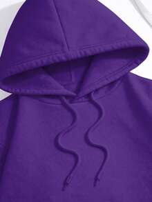 Streetwear Kangaroo Hoodie With Various Prints - Purple - View 4