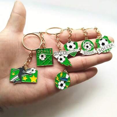A Set Of 7 Alloy Oil-Drop Football Keychains, The Ideal The Big Cup 2026 Gift For Sports Enthusiasts, Durable And Stylish Bag Additions, Perfect For Fan Parties And Sports Memorabilia