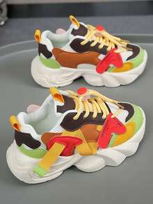 1 đôi giày thể thao trẻ em lưới thoáng khí mới mùa xuân, giày sneaker đế dày nhẹ nhàng cho bé gái, giày chạy bộ chống trượt bền chắc cho bé trai. - Màu Khaki - Xem 4