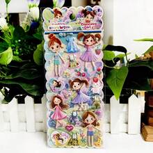 可爱跳舞女孩泡泡贴纸，儿童幼儿幼儿园奖励贴纸，卡通公主创意贴纸 - 彩色 - 查看 2