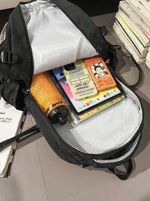 多隔层字母印花尼龙背包，可装15.6英寸笔记本电脑，多口袋轻便学生书包，多功能通勤包，大容量旅行包，适合学生、中小学生、护士、教师、商务人士、旅行、通勤、购物、办公、约会、徒步、训练、工作、生日/节日礼物 - 彩色 - 查看 11