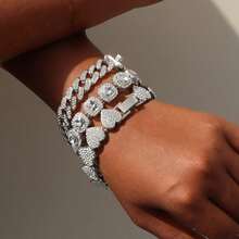 3件套闪亮链手链，男女皆宜的嘻哈饰品 - 彩色 - 查看 6