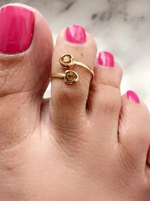 1 chiếc nhẫn hở ngón chân bằng kim loại mạ vàng tối giản, đính pha lê cam hai mặt, sang trọng, thích hợp cho kỳ nghỉ biển và làm quà tặng. - Vàng - Xem 2