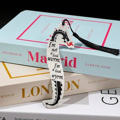 No soy un gusano de libro, soy un dragón de libro' - Marcapáginas con forma de dragón para hombres: Marcador de página genial, marcapáginas de metal con forma de dragón, excelente regalo de lectura, adecuado para adolescentes, hombres y adultos, útiles de oficina y estudio.