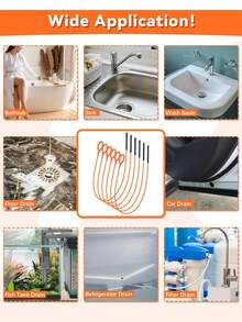 1/2/4pcs Drain Cleaner Tool, Drain Pipe Clog Remover, Hair Removal Tool, Drain Cleaning Tool, Drain Unclogging Tool, Flexible Snake Tool, Effectively Clears Clogged Debris, Suitable For Sink, Shower And Bathtub Hair Clog Removal - Multicolor - View 10