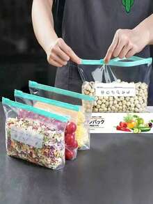 [Fast Delivery] 10 Sheets, Sliding Lock Closure Sealed Bags, Food Storage Bags, Self-Sealing Thick Freezer Bags, Vacuum Sealed Bags, Freshness Preserving Bags - Multicolor - View 1