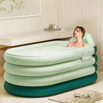 1 pieza Bañera inflable grande con bomba de aire - Tamaño adulto y material duradero para relajación en el hogar - Bañera portátil para patio, baño, bañera de fácil limpieza para un baño relajante, bañera rectangular elegante