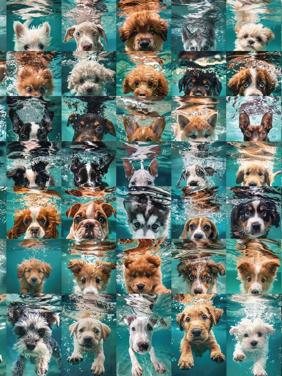 50pcs Aesthetic Swimming Dogs Stickers Cute Cartoon Animal Water Bottle Sticker Luggage Laptop Guitar Waterproof Vinyl Decals Scrapbook Supplies Stationery Funny Stickers Kindle - 1 Set - View 1