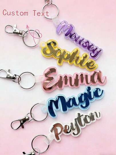 1PC Personalized Acrylic Keychain With A Name, Double-Layer Acrylic Name Tag Keychain, DIY Letter Keychain, Double Layer Custom Text Keychain, Custom Bag Charm, Keychain, Name Tag And Acrylic Water Bottle Pendant, Luggage Tag, Gift Bag Accessory, Party Decoration, Team Member Tag, Perfect As A Small Birthday Gift For Family And Friends, A Small Gift For Party Events, A Customized Exclusive Gift For Her Or Him.