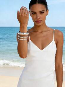 3件套复古朋克不规则大号粗手镯套装，永恒之美手镯，日常珠宝配饰（手镯表面可能出现轻微划痕或磨损，请以实物为准） - E3件套裝 - 查看 19