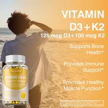 BUPORAI Vitamina D3+K2 - Absorción de calcio, apoya la salud del corazón, las articulaciones y los huesos, mejora la función inmunitaria, sin OGM - 120 piezas - Tres botellas - La mejor opción - Ver 4