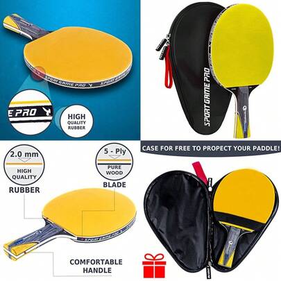 Mejor - Paleta de ping pong con giro letal + estuche gratis - Raqueta de tenis de mesa profesional para principiantes y jugadores avanzados - Mejora tus habilidades de ping pong con el set de paleta de ping pong JT