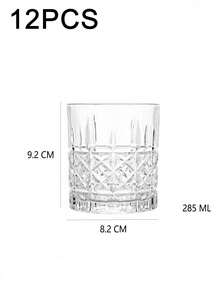 6-Piece Minimalist Transparent Glass Water Cup Set, Suitable For Home Use, Coffee Cups, Juice Cups, Whiskey Cups, Straight-Sided Textured Beverage Cups, Multiple Sizes Available, Party Table Cups. - DM331-5 (285ml) - View 13