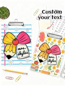 Personalized Teacher Appreciation Gift, Custom Pencil Floral Teacher Clipboard, End Of Year Gift, Back To School Teacher School Supplies, Custom Name Teacher Clipboard: Personalized Teacher Appreciation Gifts, - Multicolor - View 10