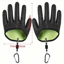 1 Pair Green Non-Slip Fishing Gloves, Black Latex Wear-Resistant Breathable Mesh Fabric, High Elasticity Comfortable Fit, Strong Anti-Slip Design For Secure Grip When Fishing, With Powerful Magnetic Buckle For Quick Open/Close, Waterproof And Easy To Clean - Multicolor - View 5