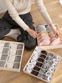 1pc Beige Linen Zipper Storage Box Cover - Foldable, Washable, Suitable For Wardrobe Storage Boxes, Clothes, Underwear, Socks, Applicable To Home And Study Supplies And Study Accessories Storage Boxes - Multicolor - View 10