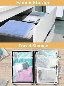 10 piezas Bolsas de almacenamiento transparentes multifuncionales, adecuadas para manualidades DIY, empaque, mantener la ropa limpia, con cremallera, bolsas de plástico para camisetas, camisas, documentos, ropa, bolsas de sellado esmerilado reutilizables, bolsas de almacenamiento de viaje para mujeres embarazadas, bolsas de viaje para zapatos y cosméticos que ahorran espacio - Multicolor - Ver 2
