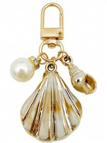 Minimalist Acrylic Ocean Conch Shell Shellfish Rhinestone Pearl U-Shaped Keychain Creative Backpack Key Pendant - Multicolor - View 4