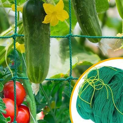 1pc Nylon Garden Trellis Net, Green Grid Climbing Net, Suitable For Gourds, Morning Glories, Vegetables & Other Climbing Plants, For Indoor & Outdoor Use, Available In Multiple Sizes, Supports The Growth Of Vegetables, Cucumbers, Tomatoes, Beans, Grapes & Flowers