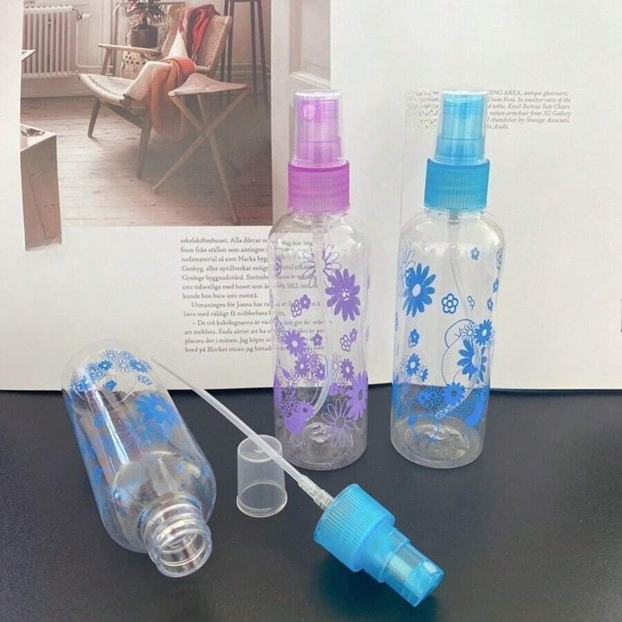 Bộ 3 chai xịt mini bằng nhựa, chai in hình phun sương mịn dùng cho nước hoa hồng dưỡng ẩm và tinh chất, dung tích 1.01oz/1.69oz/3.38oz, chai du lịch tiện dụng có thể tái sử dụng. - A - Xem 1