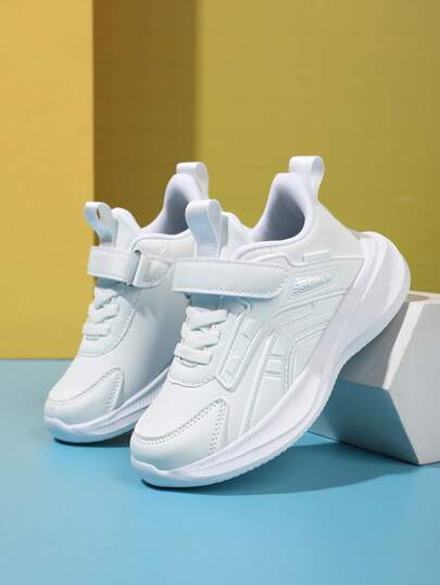 1 Pair Children's PU Leather Sports Shoes, Suitable For Boys And Girls, Slip-On Design, Cute, Suitable For Daily Sports And Casual Wear, Spring/Summer