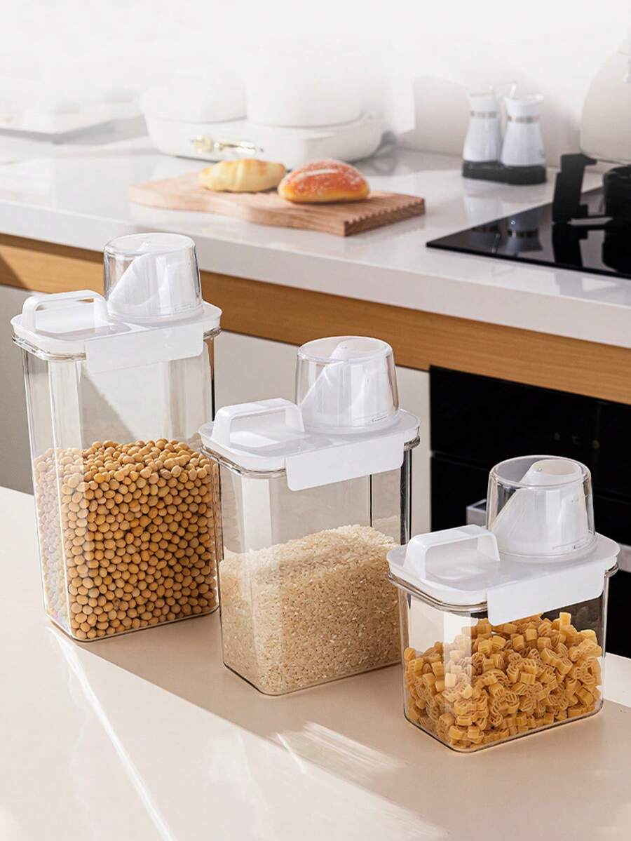 1 pieza Tanque de almacenamiento de cocina, cubo de almacenamiento de arroz para el hogar, caja de almacenamiento sellada a prueba de insectos y humedad, caja de almacenamiento de alimentos a prueba de fugas y portátil, material, adecuada para almacenar alimentos de cocina como granos, nueces, harina, arroz, pasta, etc., suministros de almacenamiento y organización multifuncionales de cocina, accesorios de cocina, recipiente de almacenamiento de cocina - Ver 1