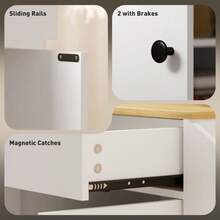 Rolling Kitchen Island With 3-Tier Spice Rack Kitchen Storage Cart With Drawer And Towel Rack White - White - View 8