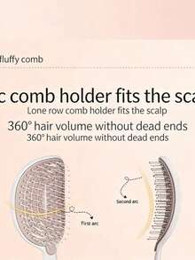 1pc Volumizing Lift Comb, Women Hair Brush With Air Cushion, Self-Cleaning One-Button Detangling Hair Brush - Off-white Comb - View 4