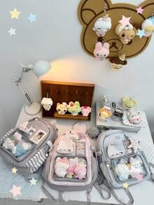 Ba lô mini nữ, ba lô trong suốt dễ thương, ba lô mini dành cho sinh viên đại học, bảng trưng bày huy hiệu tự làm, ba lô kiểu học đường bằng nylon, hàng mới về, quà tặng tựu trường/ba lô dành cho fan anime/concert, phong cách nữ tính - Nhiều màu - Xem 11