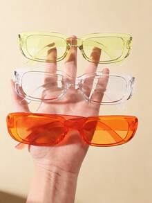3 Pairs Retro Fashion Small Frame Glasses, Suitable For Daily Wear - Multicolor - View 2